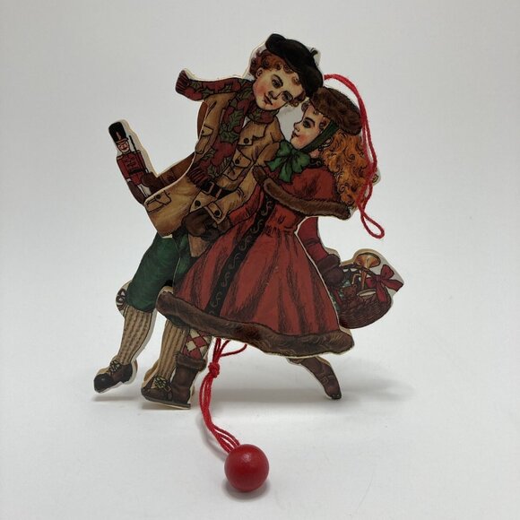 Santa Claus Ark & Animals and Jumping Jack Pull String Vintage Wood Ornaments - Picture 6 of 10